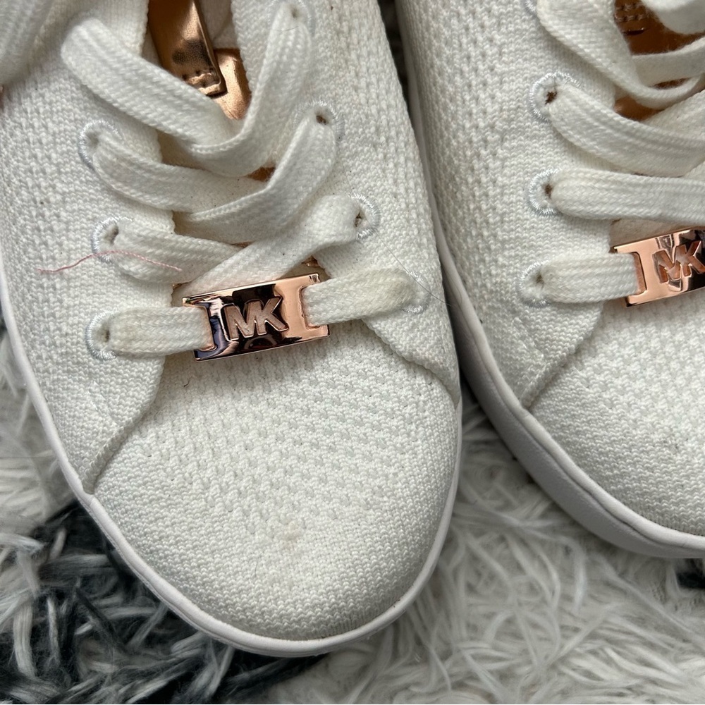 Michael by Michael Kors White and Gold Skyler Laceup Sneaker - Picture 3 of 8